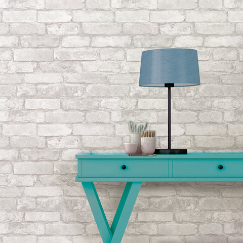 Image of Grey and White Brick Peel & Stick Wallpaper