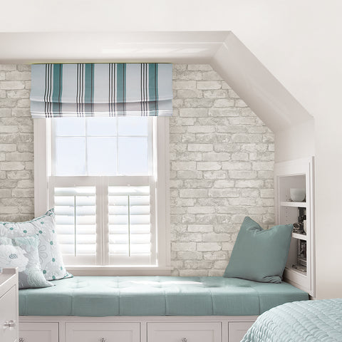 Image of Grey and White Brick Peel & Stick Wallpaper