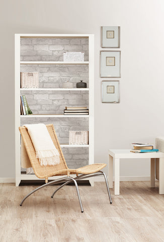 Image of Grey and White Brick Peel & Stick Wallpaper
