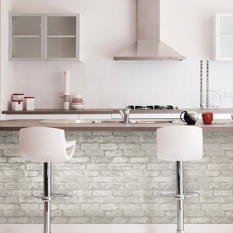 Image of Grey and White Brick Peel & Stick Wallpaper